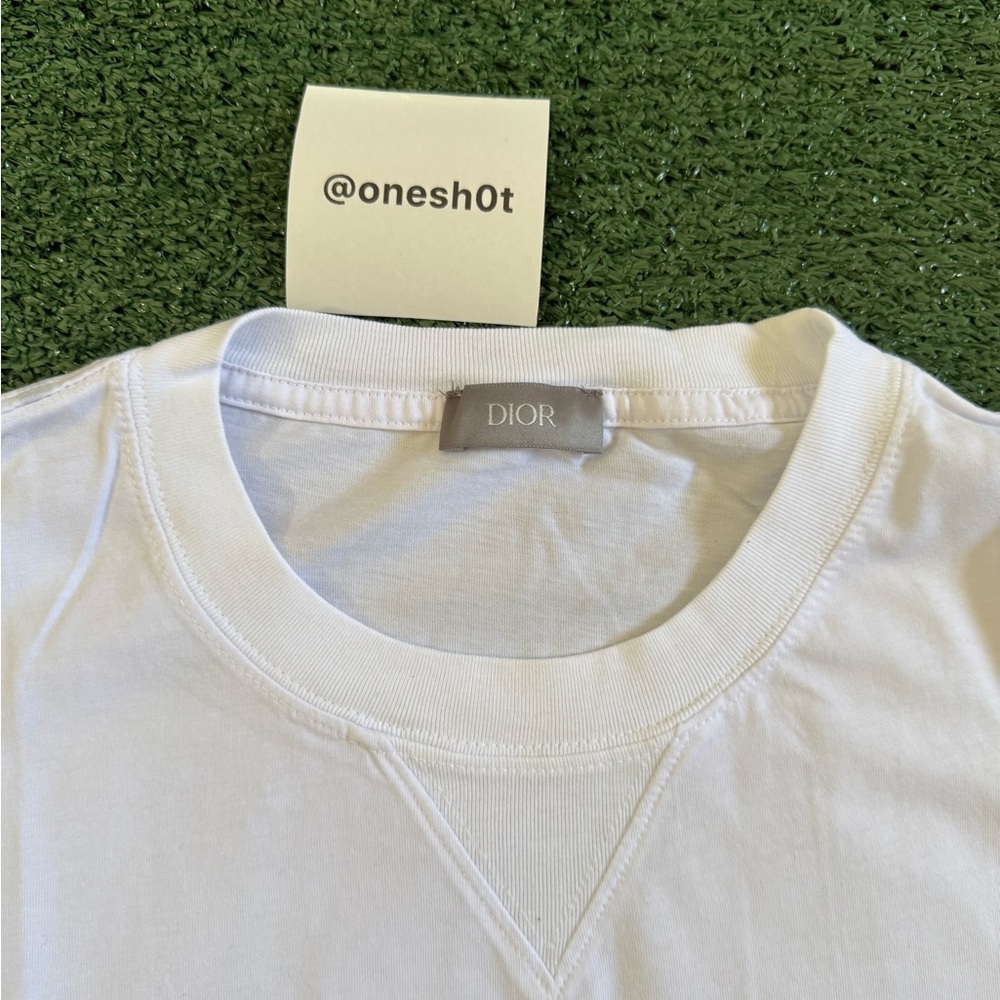 Dior Classic White Short Embroidered Sleeve Tee Size L - Picture 6 of 6